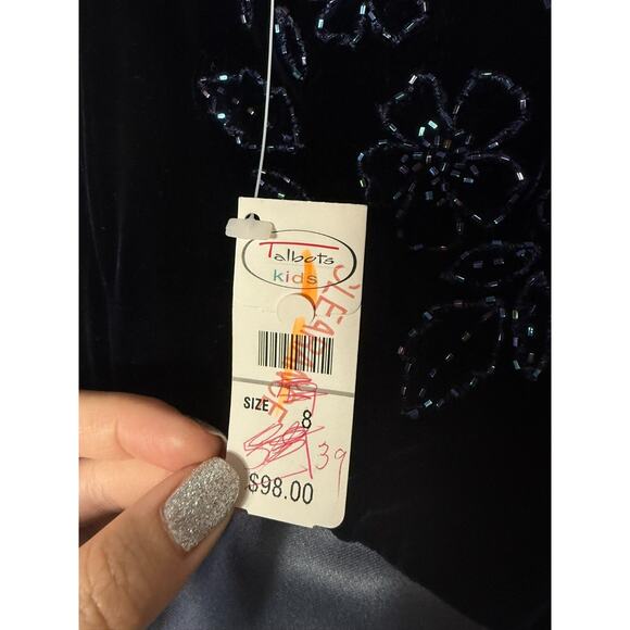 Talbots Vintage 90s NWT Silk Satin Velvet Dress Empire Waist Maxi Girls 8 Formal - Picture 5 of 6